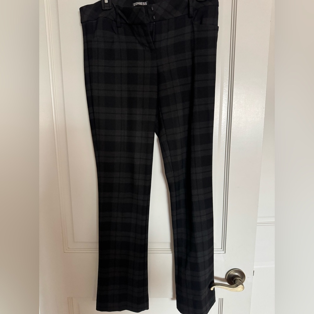 Express Black Plaid Columnist Pants - 0S